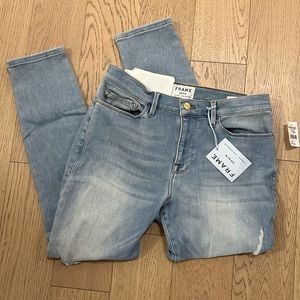 NWT Frame jeans size 31 le skinny de Jeanne crop faded distressed ripped light